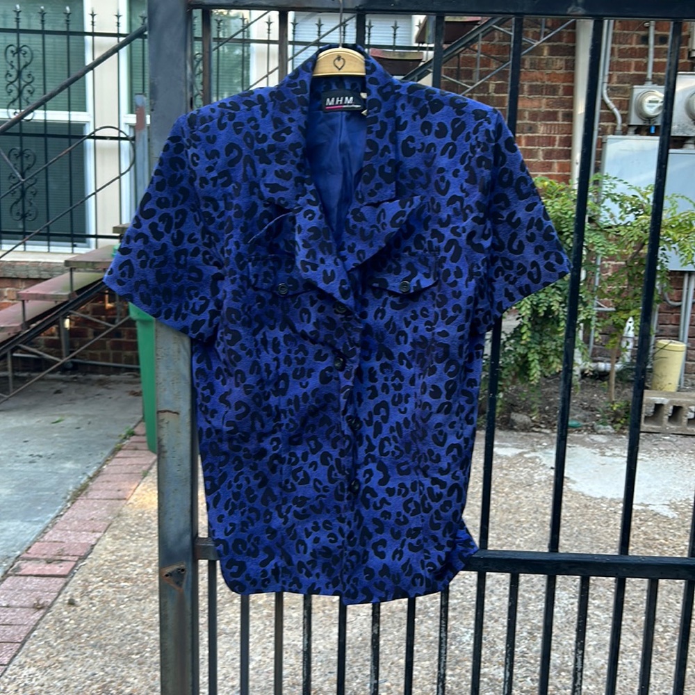 80s/90s Vintage Short Sleeve Leopard Print Blazer